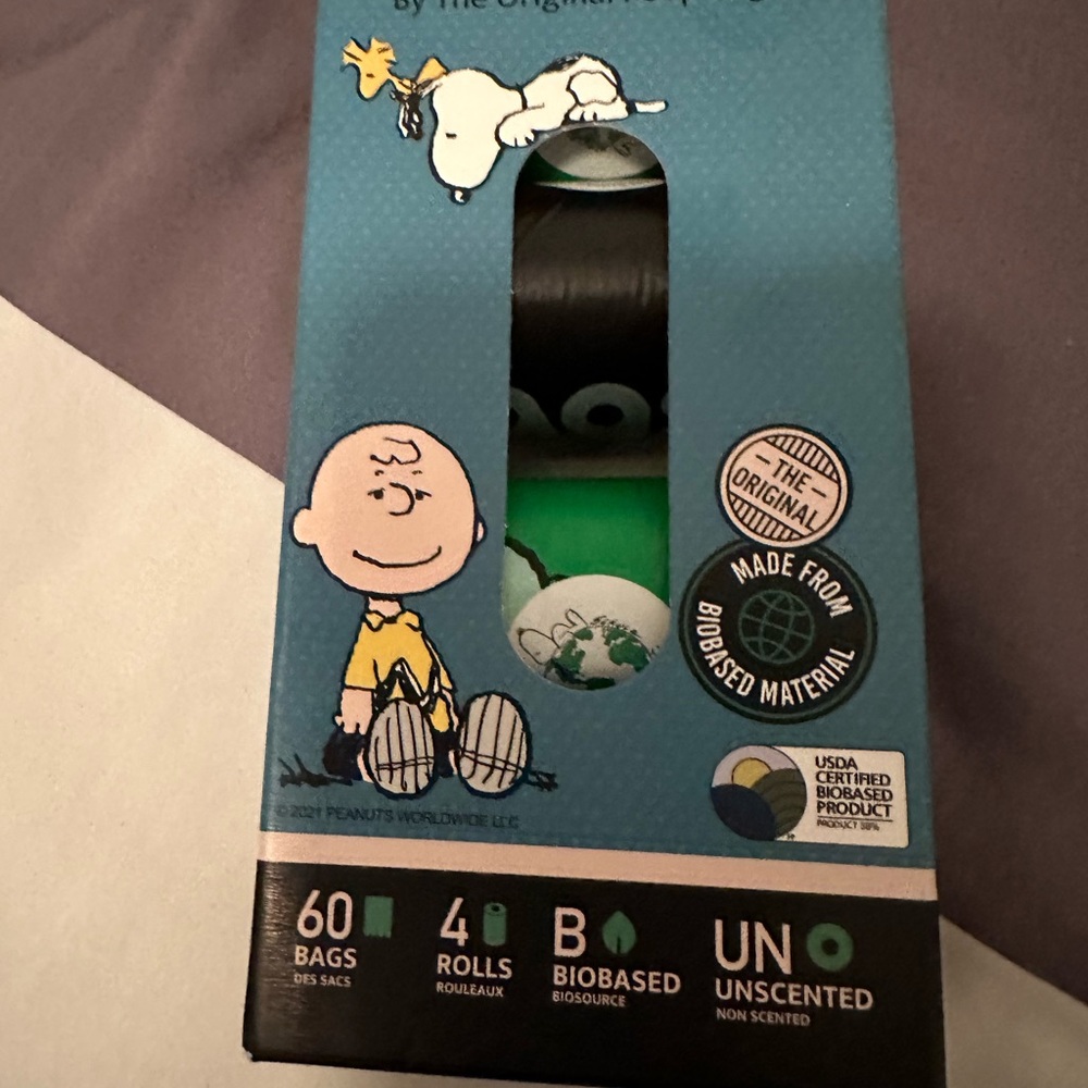 Peanuts Dog Waste Bags - Blue and Black